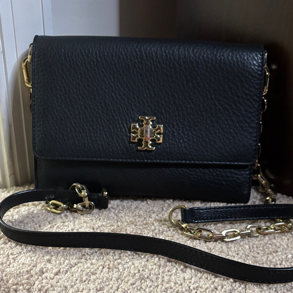 Tory Burch Black Crossbody Bag with Gold Accents